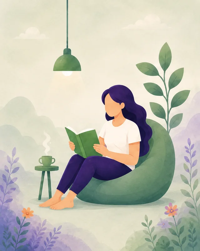 A person reading in a comfortable chair
